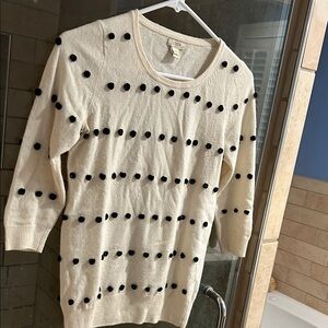 J Crew Cream Sweater with Black Dots